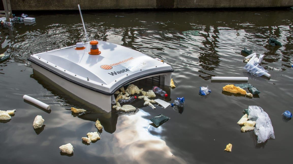 These drones look for trash in waterways—and then send sailing drones to clean it up